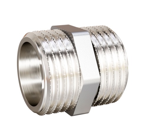 Ниппель латунный LD LD Pride DN50 (2") НР/НР латунь никель с биркой