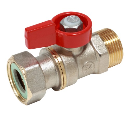 Кран шаровой Giacomini НР для котлов и счетчиков 1/2"M x 1/2" гайка - красн. рук., R254PX012