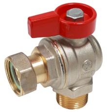 Кран шаровой Giacomini угловой НР для котлов и счетчиков 1/2"M x 1/2"гайка, R780PX013