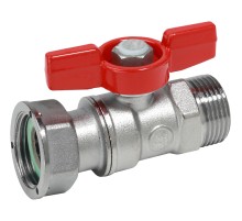 Кран шаровой Giacomini НР для счетчиков 3/4"M x 3/4"гайка - красн. рук., R254PX004
