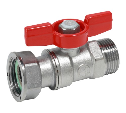 Кран шаровой Giacomini НР для счетчиков 3/4"M x 3/4"гайка - красн. рук., R254PX004