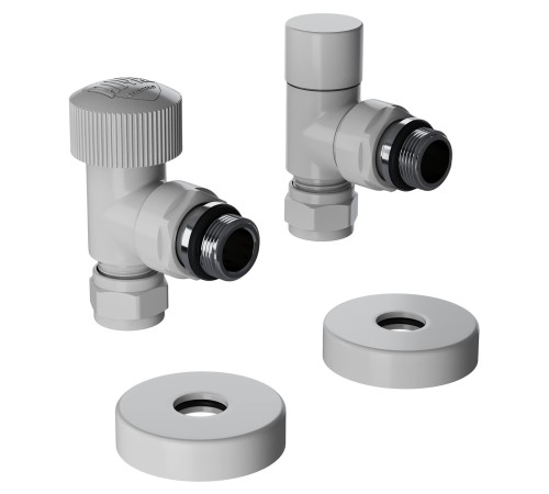 Набор термостатический угловой Royal Thermo Design Pro 15мм М30х1,5 (Белый)