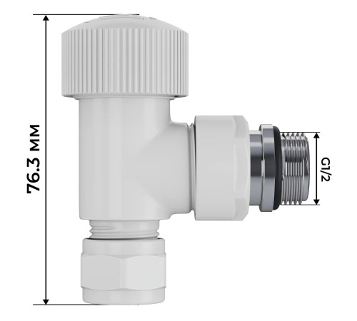 Набор термостатический угловой Royal Thermo Design Pro 15мм М30х1,5 (Белый)