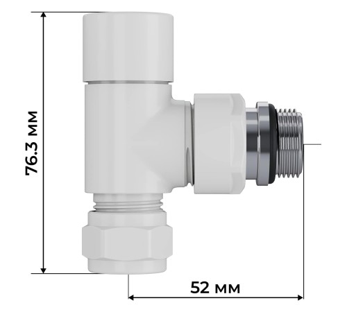 Набор термостатический угловой Royal Thermo Design Pro 15мм М30х1,5 (Белый)