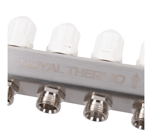 Коллектор Royal Thermo нерж. в сборе с расходомерами 1" ВР-3/4" НР с автомат. воздухоотвод-ми 7 вых.