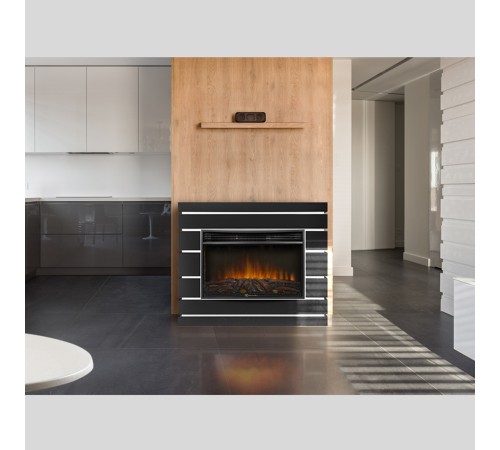Каминокомплект: Очаг Electrolux 2720RLS N, портал Moderno 25 шпон чёрный дуб