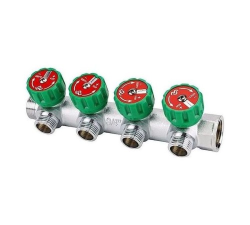 Коллектор регулирующий VARMEGA 3/4" 4 х 3/4"ЕК хромированный VMMM01-C05154