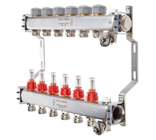 Коллектор нерж. в сборе с расходомерами 1quot; ВР-3/4quot; НР, 3 выхода