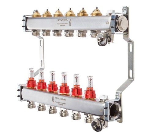 Коллектор нерж. в сборе с расходомерами 1quot; ВР-3/4quot; НР, 3 выхода