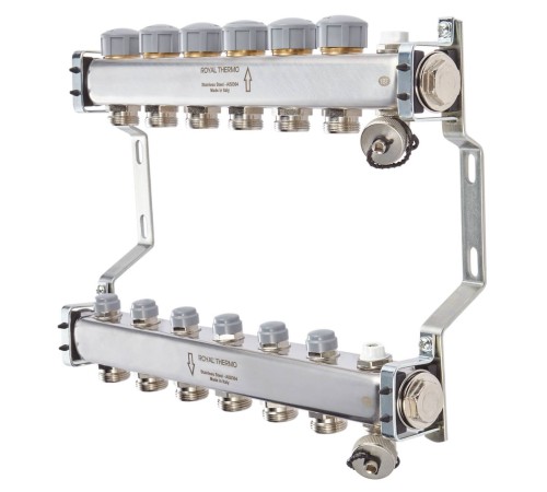 Коллектор нерж. в сборе универсальный 1quot; ВР-3/4quot; НР, 10 выходов