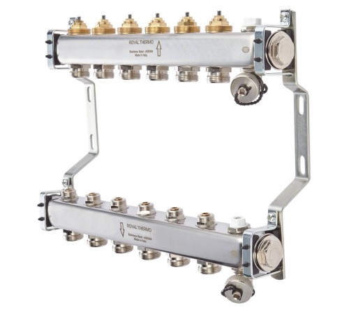 Коллектор нерж. в сборе универсальный 1quot; ВР-3/4quot; НР, 10 выходов