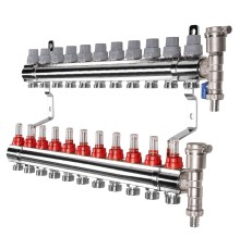 Коллектор латунный в сборе с расходомерами Royal Thermo 1quot; ВР-3/4quot; НР, 11 выходов Коллектор латунный в сборе с расходомерами Royal Thermo 1quot; ВР-3/4quot; НР, 11 выходов