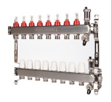 Коллектор Royal Thermo нерж. в сборе с расходомерами 1quot; ВР-3/4quot; НР с автомат. воздухоотвод-ми 8 вых.