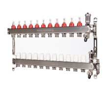 Коллектор Royal Thermo нерж. в сборе с расходомерами 1quot; ВР-3/4quot; НР с автомат.воздухоотвод-ми 11 вых.