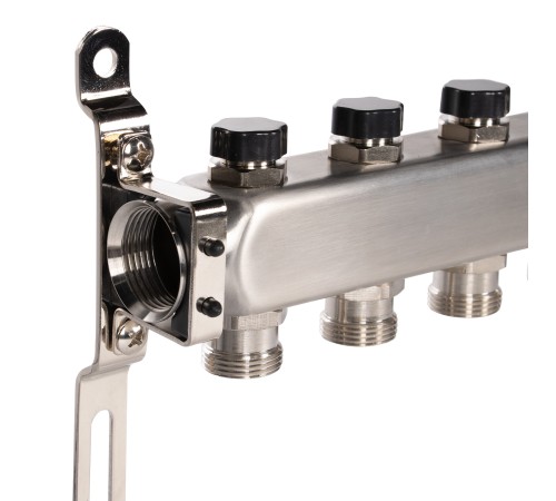 Коллектор Royal Thermo нерж. в сборе универсальный 1quot; ВР-3/4quot; НР с автомат. воздухоотвод-ми 3 вых.