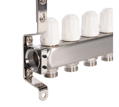 Коллектор Royal Thermo нерж. в сборе универсальный 1quot; ВР-3/4quot; НР с автомат. воздухоотвод-ми 3 вых.