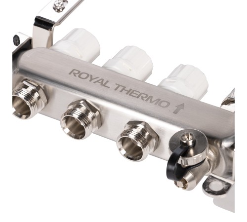 Коллектор Royal Thermo нерж. в сборе универсальный 1quot; ВР-3/4quot; НР с автомат. воздухоотвод-ми 3 вых.