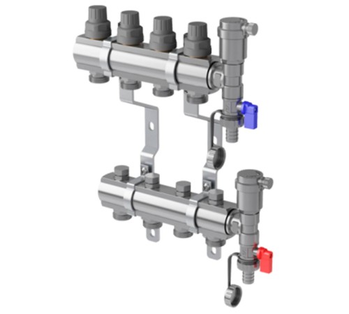Коллектор в сборе Royal Thermo с расходомерами 1quot; ВР-3/4quot; НР, 9 выходов Коллектор в сборе Royal Thermo с расходомерами 1quot; ВР-3/4quot; НР, 9 выходов