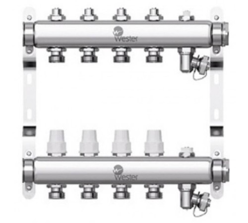 Коллектор Wester нерж. 1quot;-3/4 в сборе на 5 выходов с 2 заглушками, W903.5