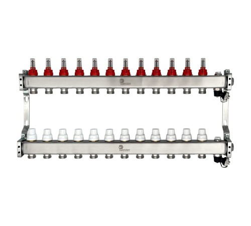 Коллектор Wester нерж. 1quot;-3/4 в сборе с расходомерами на 12 выходов, MUFS12134