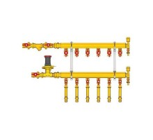 Узел коллекторный Giacomini отопления этажный, подкл. тип B1 (D2) 1quot; x 1/2quot; / 6, GE553Y406