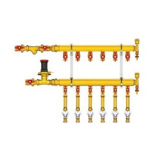 Узел коллекторный Giacomini отопления этажный, подкл. тип B3 (D2) 1quot; x 3/4quot; / 3, GE553Y453
