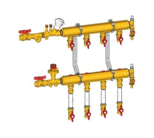 Узел коллекторный Giacomini отопления этажный, со встроенными зап.-регулир. клапанами 1quot; x 1/2quot; /7 Узел коллекторный Giacomini отопления этажный, со встроенными зап.-регулир. клапанами 1quot; x 1/2quot; /7