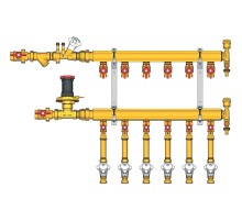 Узел коллекторный Giacomini отопления этажный, подключение тип B3 3/4quot; x 1/2quot; / 5, GE553Y045