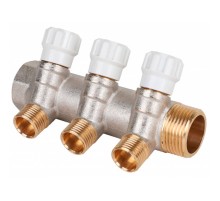 Коллектор латунный с регулирующими вентилями MVI 1quot;x1/2quot; 3 вых.