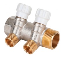 Коллектор латунный с регулирующими вентилями MVI 1quot;x1/2quot; 2 вых.