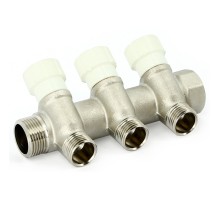 Коллектор Uni-Fitt НВ 1quot;х3 вых 3/4quot; ЕК 40 мм с вентилями, никелированный