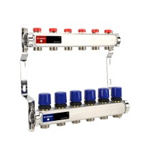 Группа коллекторная для отопления VARMEGA VM15506 ВР 1quot;, на 6 контуров 3/4quot; EK, нерж. сталь