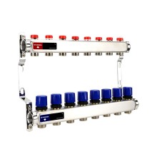 Группа коллекторная для отопления VARMEGA VM15508 ВР 1quot;, на 8 контуров 3/4quot; EK, нерж. сталь