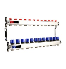 Группа коллекторная для отопления VARMEGA VM15512 ВР 1quot;, на 12 контуров 3/4quot; EK, нерж. сталь