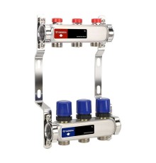 Группа коллекторная для отопления VARMEGA VM15503 ВР 1quot;, на 3 контура 3/4quot; EK, нерж. сталь
