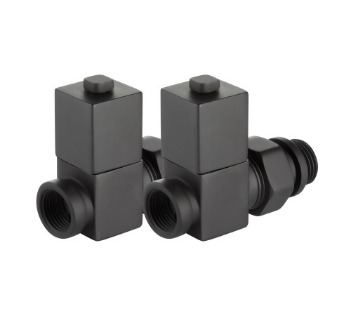 Набор дизайн-вентилей Royal Thermo CUBE, прямой (черный) 1/2quot;