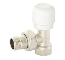 Вентиль Uni-Fitt ручной угловой НВ 1/2quot; с разъёмным соединением, никелированный