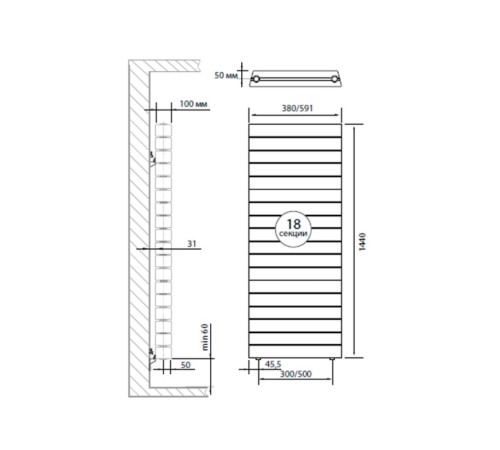Радиатор Royal Thermo PianoForte Tower Noir Sable - 18 секц.