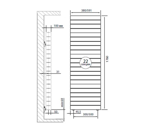 Радиатор Royal Thermo PianoForte Tower Bianco Traffico - 22 секц.