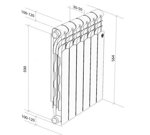 Радиатор Royal Thermo Revolution Bimetall 500 2.0 – 8 секц.