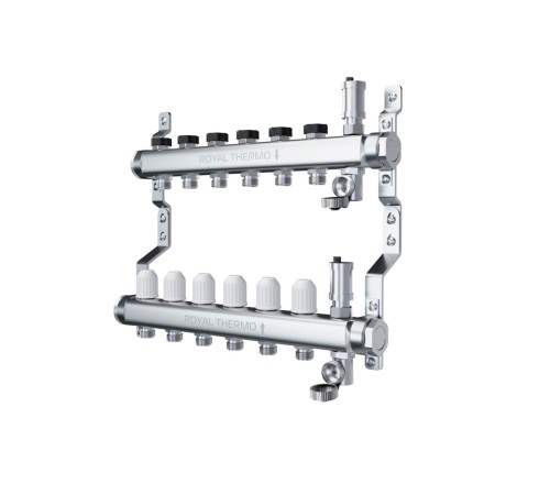 Коллектор Royal Thermo нерж. в сборе универ. 5 вых.+ узел RoyalMix OPTIMAL