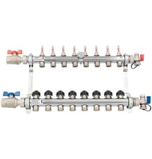 Комплект коллекторов REHAU HKV-D из нержавеющей стали на 8 контуров с шаровыми кранами Комплект коллекторов REHAU HKV-D из нержавеющей стали на 8 контуров с шаровыми кранами