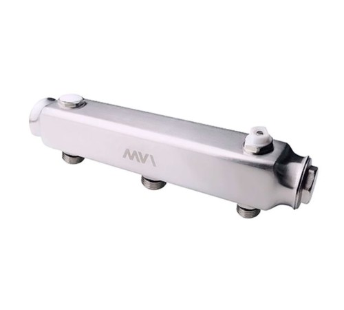 Коллектор MVI ML.403.06 из нержавеющей стали, м/ц расстояние 100мм,1quot;x1/2quot; 3 вых. Коллектор MVI ML.403.06 из нержавеющей стали, м/ц расстояние 100мм,1quot;x1/2quot; 3 вых.