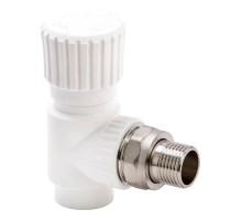 Вентиль Lammin PPR радиат. угл. 20 х 1/2quot; 100/10, белый