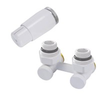 Комплект узла нижнего подкл SCHLOSSER угловой STANDARD 3/4quot; (белый) с термоголовкой М30х1,5, ниппеля 1/2quot;Х3/4quot;