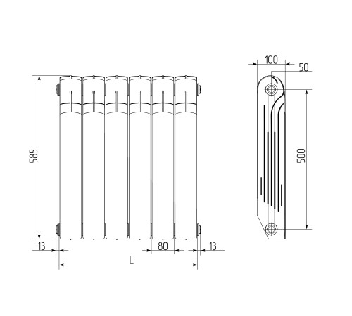Радиатор алюминиевый Royal Thermo Indigo 500 - 6 секц. Радиатор алюминиевый Royal Thermo Indigo 500 - 6 секц.