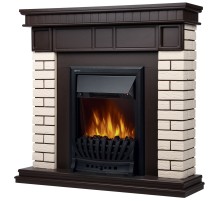 Портал Firelight Bricks Classic камень бежевый, шпон темный дуб