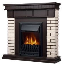 Портал Firelight Bricks Classic камень бежевый, шпон темный дуб