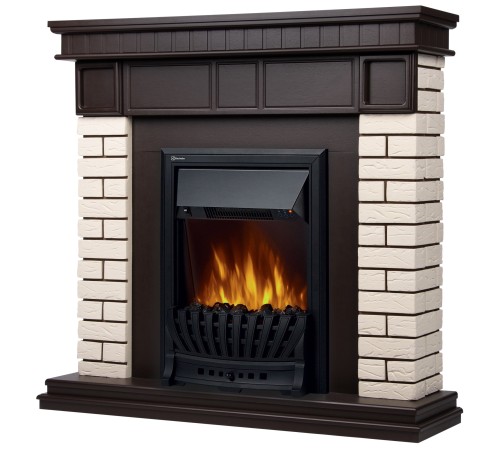 Портал Firelight Bricks Classic камень бежевый, шпон темный дуб Портал Firelight Bricks Classic камень бежевый, шпон темный дуб
