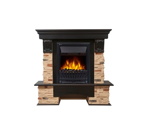 Портал Firelight Pietra Classic камень сланец натуральный, шпон темный дуб Портал Firelight Pietra Classic камень сланец натуральный, шпон темный дуб